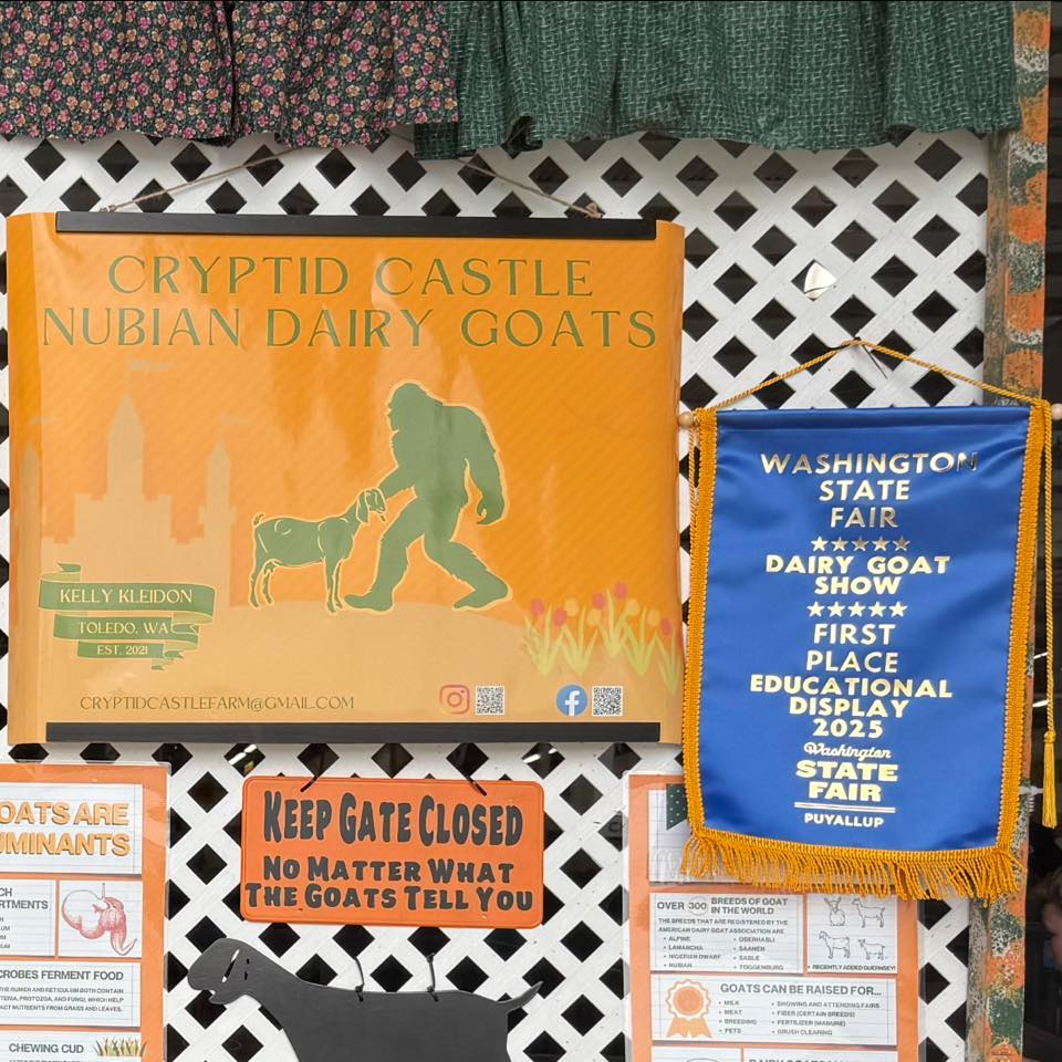 Cryptid Castle Nubian Dairy Goats educational display at the Washington State Fair